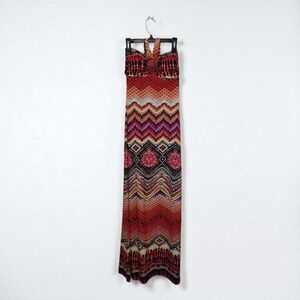 Maxi Dress Halter Neck Boho Geo Print‎ Size Medium